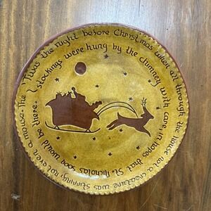 Kay Shaeff Redware Pottery Night Before Christmas Plate 9 inches